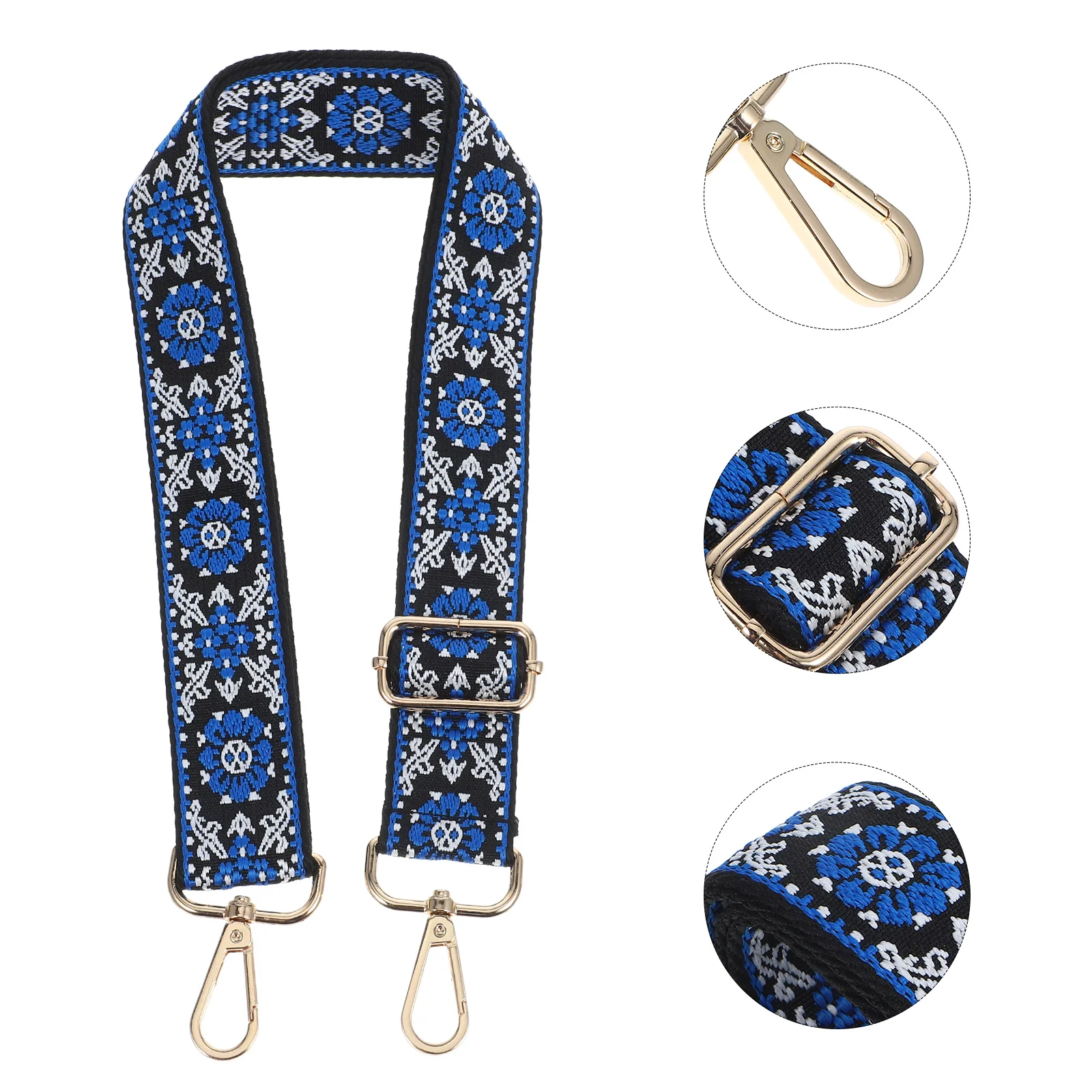 

Adjustable Ethnic Cotton Floral Strap Wide Embroidered Crossbody Purse Bag Replacement Accessory Purse Straps for Handbags