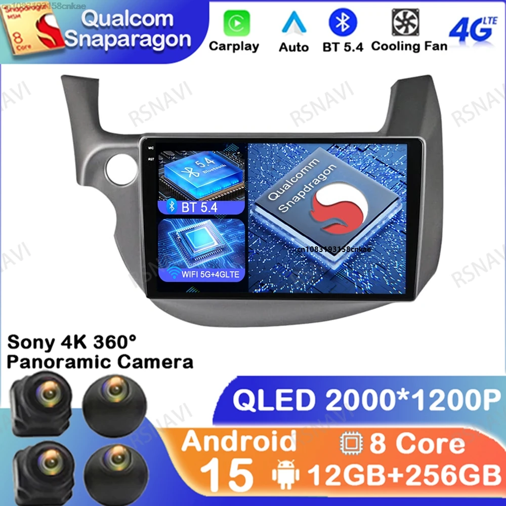 

Android 15 For Honda Fit Jazz 2007 - 2014 Autoradio Viedo Player DSP 4G LTE Wireless Carplay Auto GPS Qualcomm Stereo Head Unit