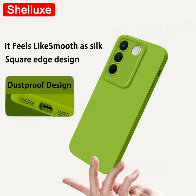 For VIVO V27 Pro Case Shelluxe Square Liquid Silicone Soft Cover For Vivo V27 V27Pro VivoV27 Pro Global Shockproof Phone Cases