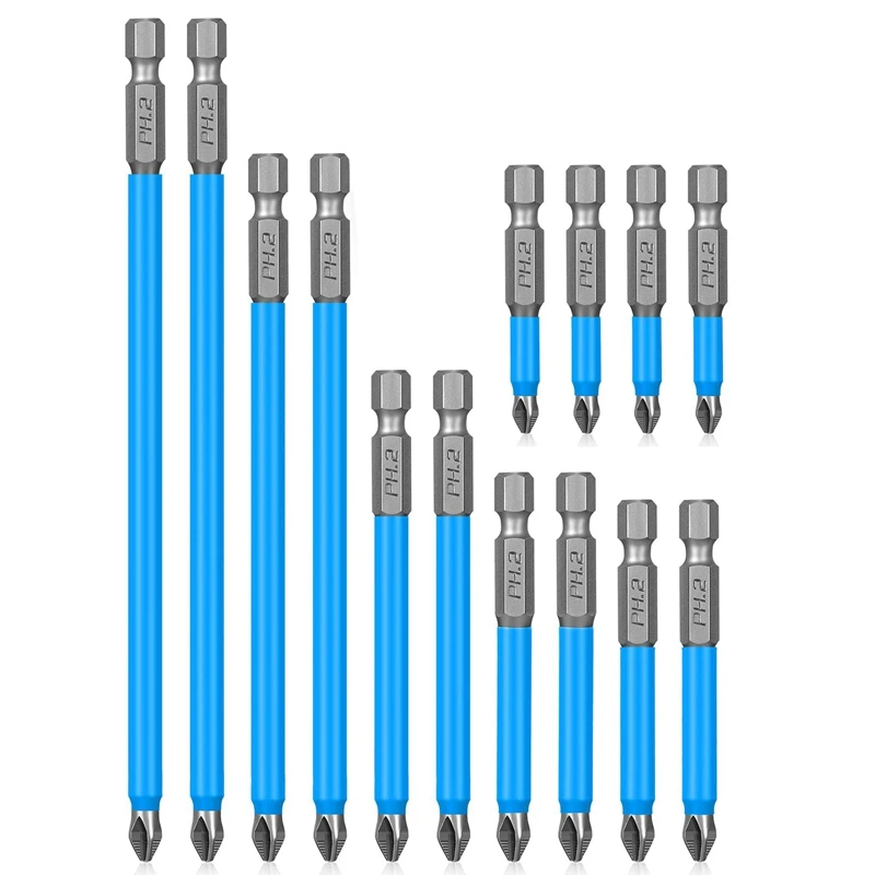 14 Pcs Magnetic Anti Slip Screwdriver Bits Set Impact Driver Bit Set 1/4 Inch Hex Shank Cross Drill Bit Set