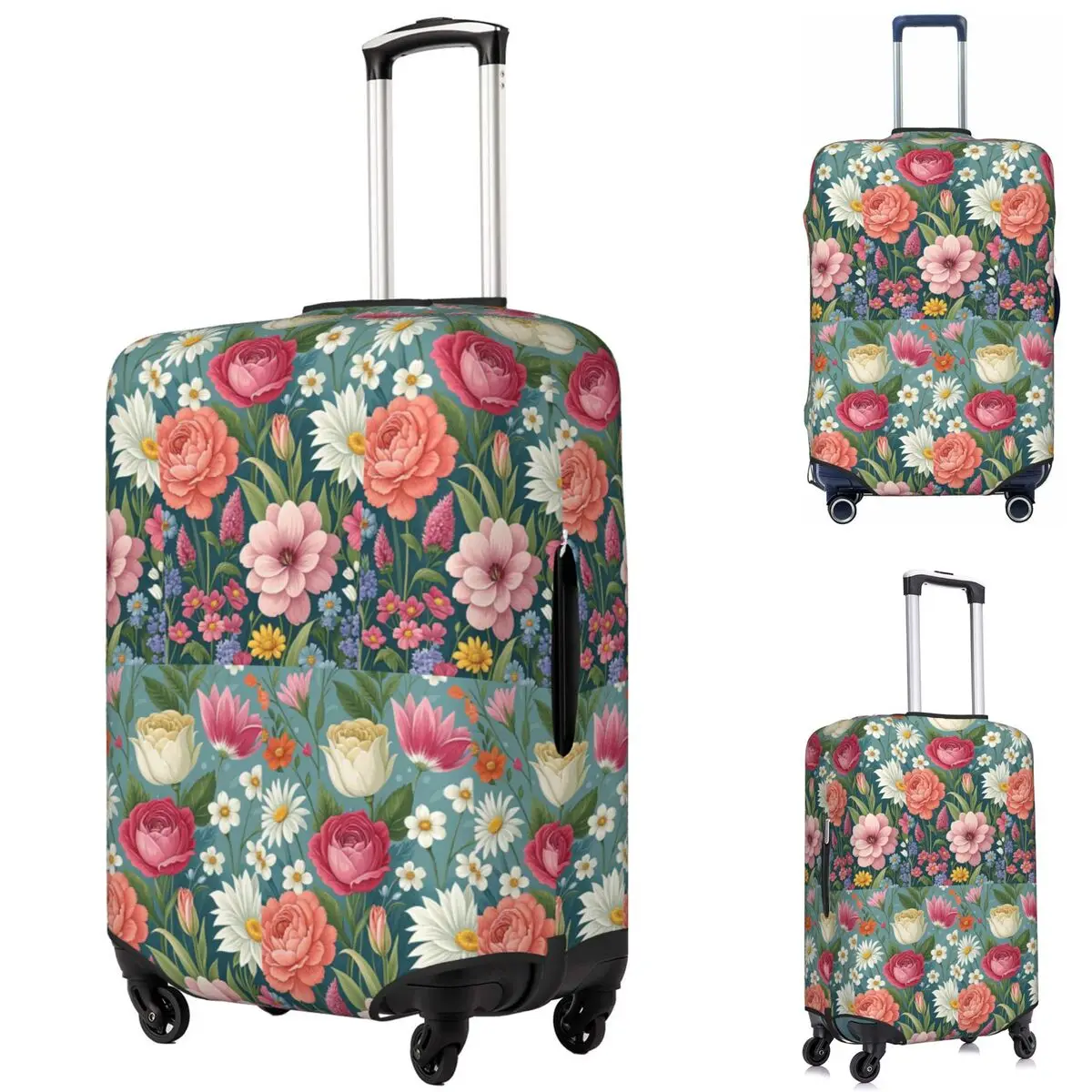 

Dense Floral Color Flowers Suitcase Cover Protection Elastic Travel Luggage Protector Covers for 18-32 Inch