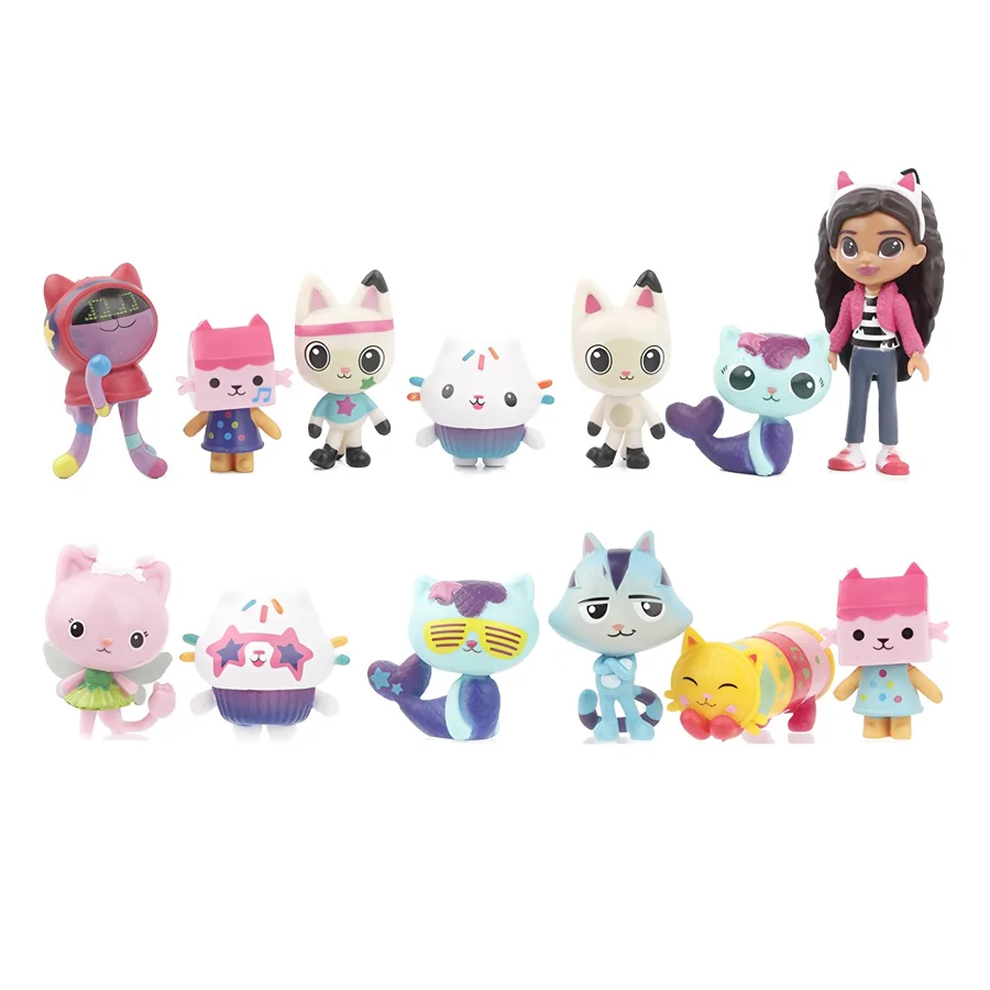 13 قطعة دمية غابي أنيمي الشكل لعبة يبتسم سيارة القط عناق غابي فتاة الدمى ميركات الكرتون عمل الشكل الاطفال هدايا عيد الميلاد عيد الميلاد