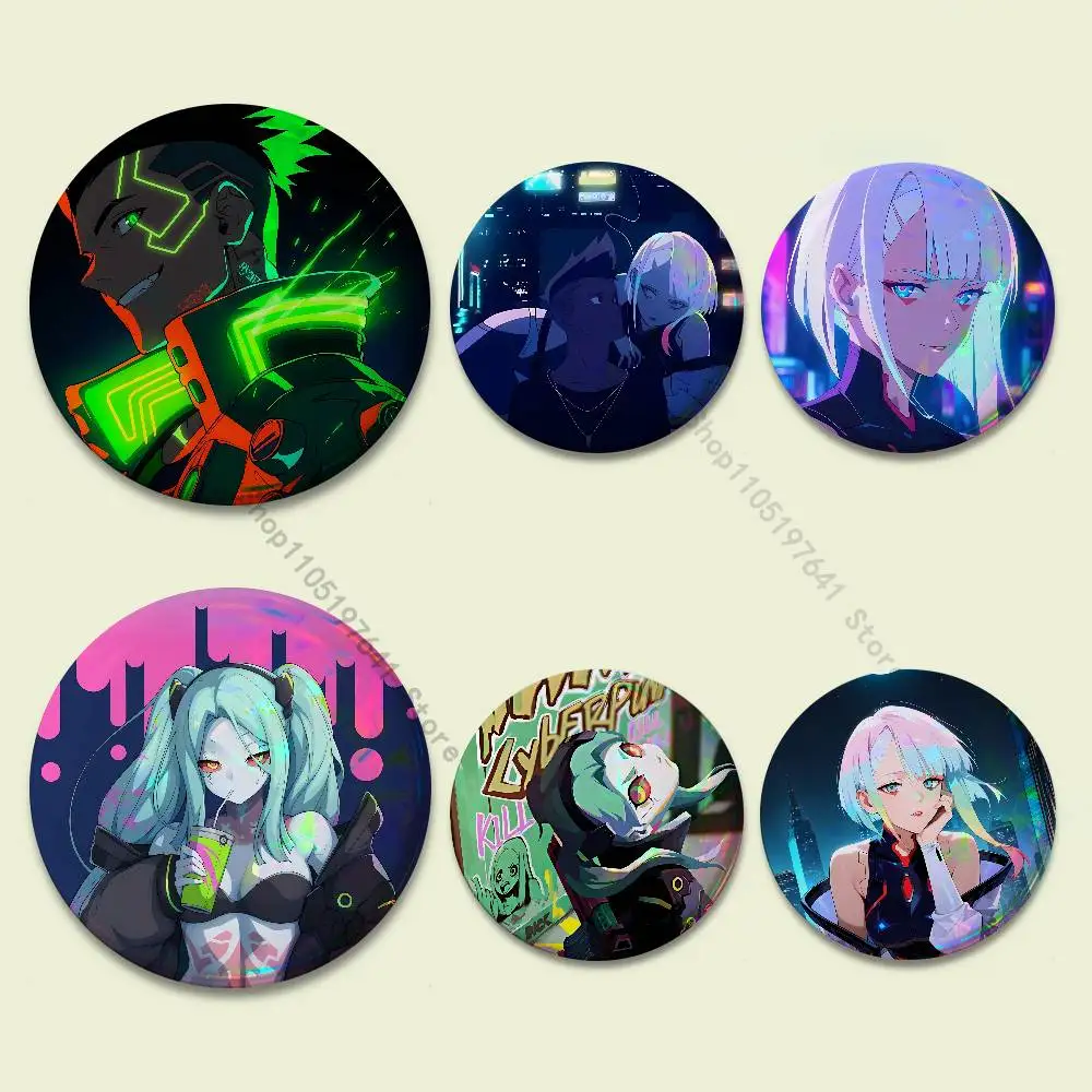 

E-Edgerunners Game Cyberpunk (4) Badge on Backpack Clothes decoration Tinplate Round Brooch Funny Custom Gifts for Friend