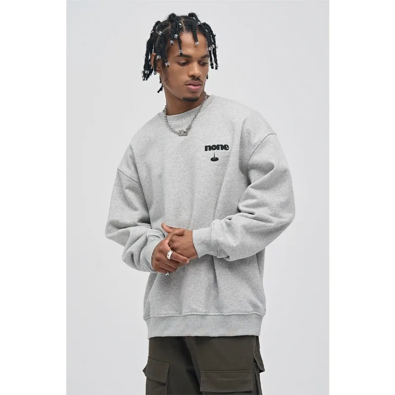 

Winter thickened velvet heavyweight pure cotton oversize loose sweatshirt men's autumn couple long-sleeved tops