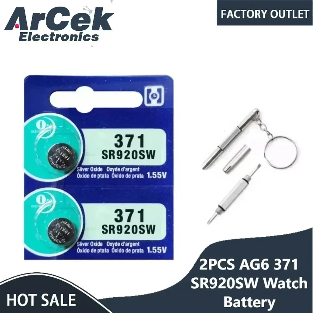 2 шт. 1.55V AG6 371 SR920SW Оригинальные кнопочные батарейки для SONY 370 L921 LR69 LR920 SR927 171 для часов, игрушек, монетных батареек