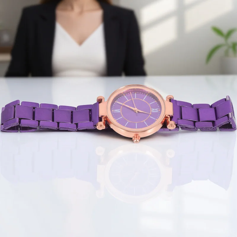 ساعة يد كوارتز بأسلوب بسيط للنساء مقاومة للخدوش والارتداء بمينا عالي الوضوح وإكسسوارات أنيقة