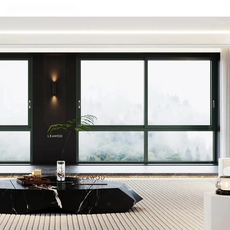 LEAWOD Customized Double Glazed Ultra Narrow Balcony Window Slide House Aluminum Frame Doors And Windows