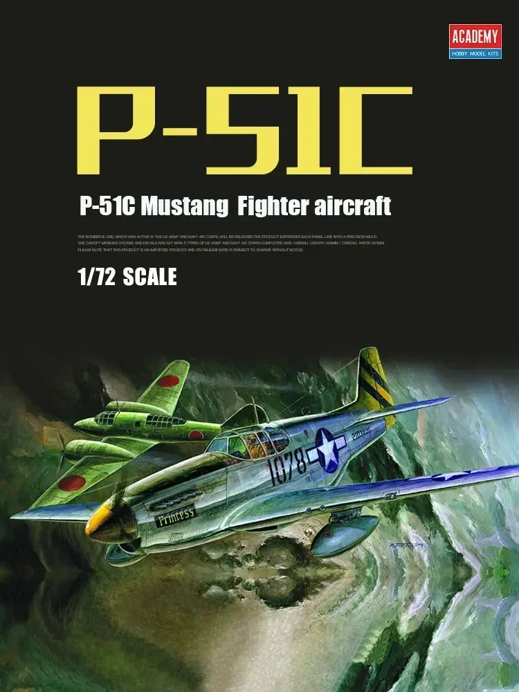 

1/72 Academy model 12441 US P-51C Mustang Fighter assembly Scale diy toys Model Kit