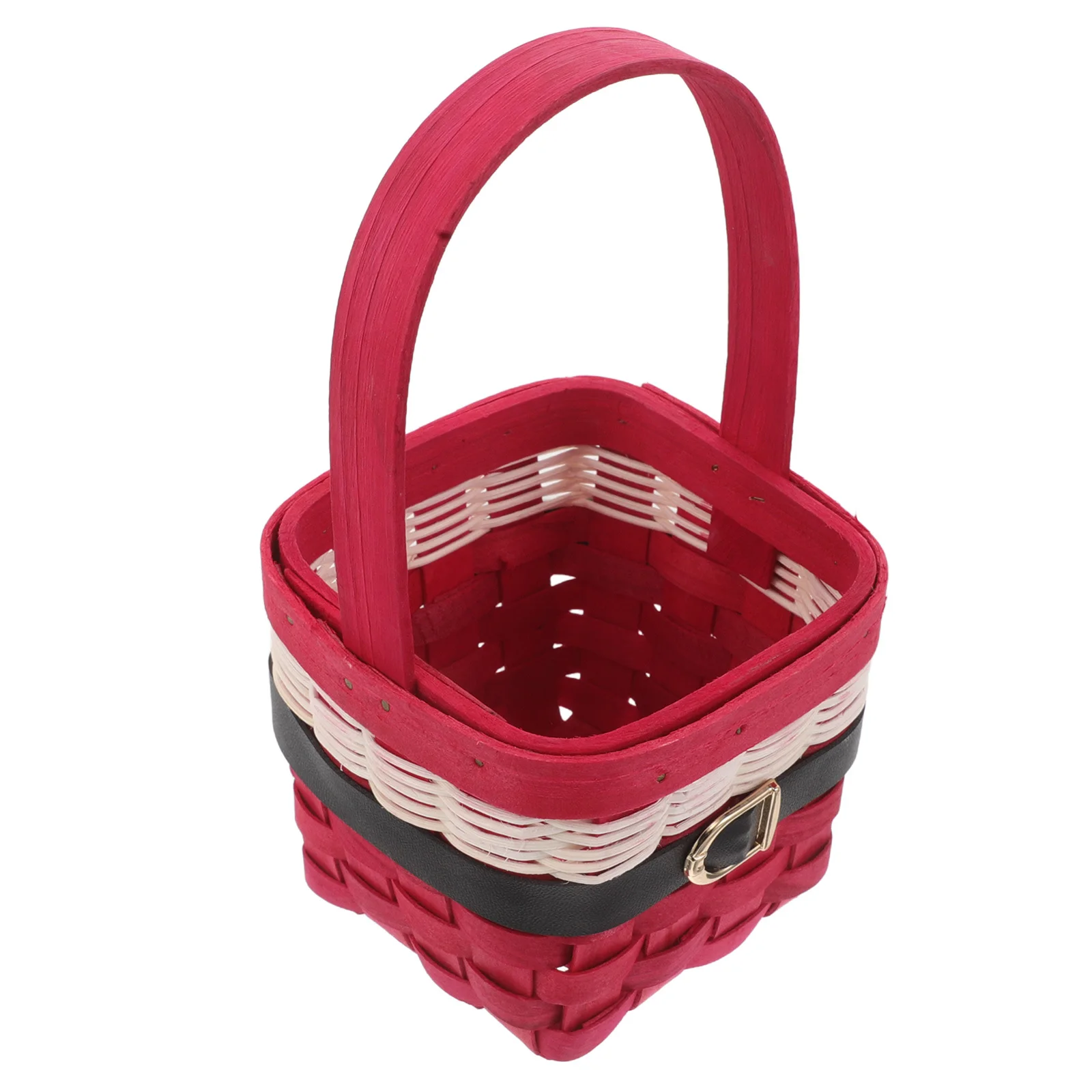 

Hand-Woven Christmas Storage Basket Square Decorative Organizer for Table Pantry with Handle Xmas Basket Organizing Baskets