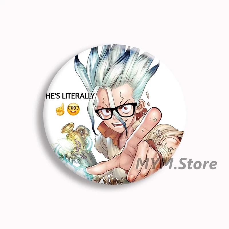 Manga Dr. Stone Chibi Anime Soft Button Pin Senku Ishigami Gen Cartoon Brooch Badge Bag Decor Jewelry Fans Collect Friends Gifts