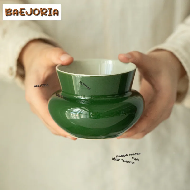 Emerald Green Jianshui Traditional Washing Cup Bowl Water Washing Slag Tank Tea Residue Barrel Household Chaxi Ornaments Craft