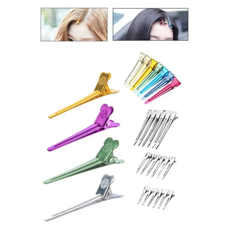 20 Cái/bộ 1.97 Inch Salon Chia Vịt Bill Kẹp Kim Loại Nhiều Màu Làm Tóc Cắt Phần Chống Trơn Trượt Cá Sấu Tóc Chân Với