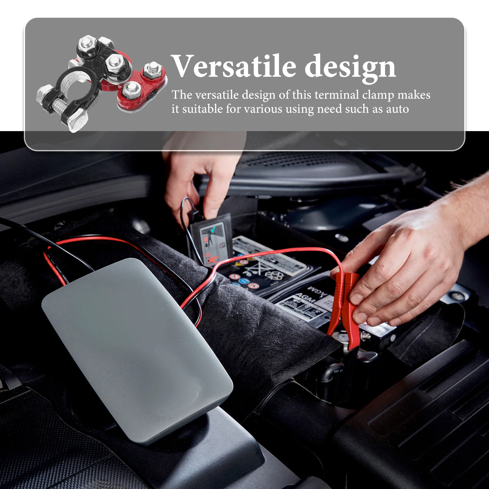 

1Pair Car Terminal Clamp Connectors Aluminum Alloy Stable Current Conduction Cable Ends Replacement Clips