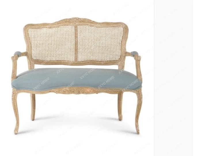 كرسي مزدوج كلاسيكي من الخشب الصلب كرسي من الخيزران كرسي استوديو بذراعين #3