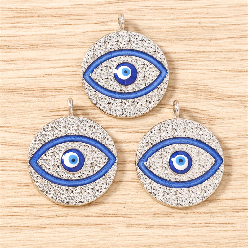 10 Stück 22x26mm Niedliche Emaille-Metall-Anhänger mit Bösem Auge für Schmuckherstellung, Ohrhänger, Halsketten, DIY-Bastelzubehör – Detail 14