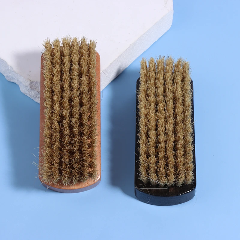 Pig Hair Wood Handle Waxing Brush Hard Bristle Shoe Surface Cleaning Polishing Oiling Brush Shoe Shine Brushes