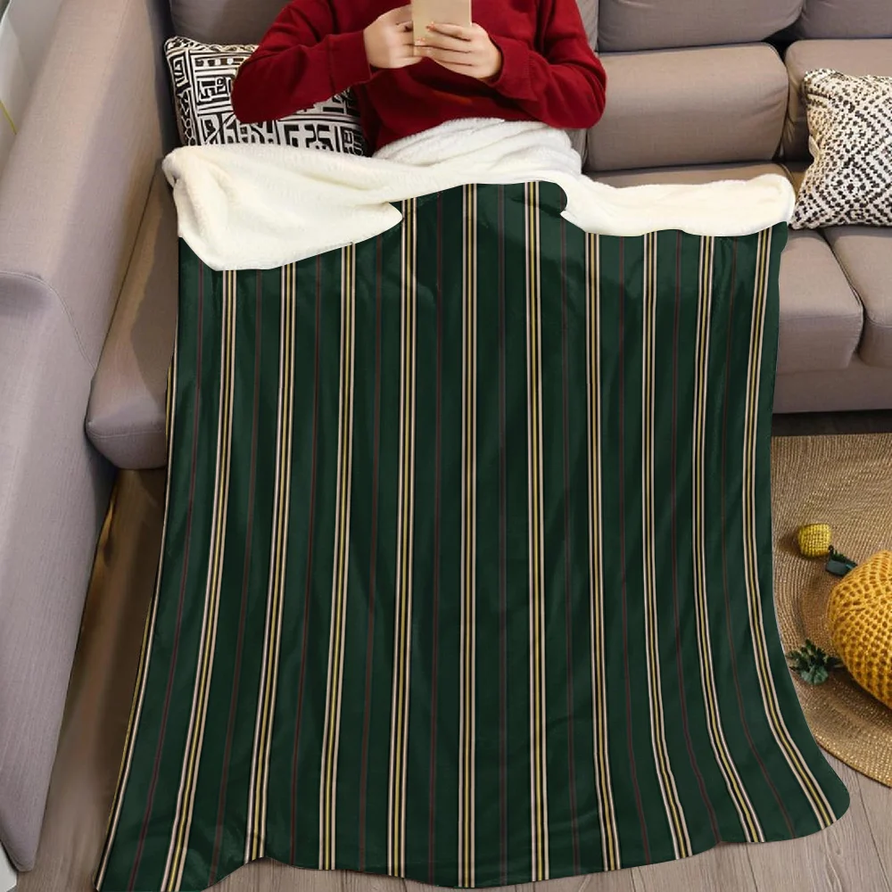 Green Vertical Stripes Flannel Blanket Warm Soft Halloween Christmas All-Season Couch Decorative Cozy Warm Gift