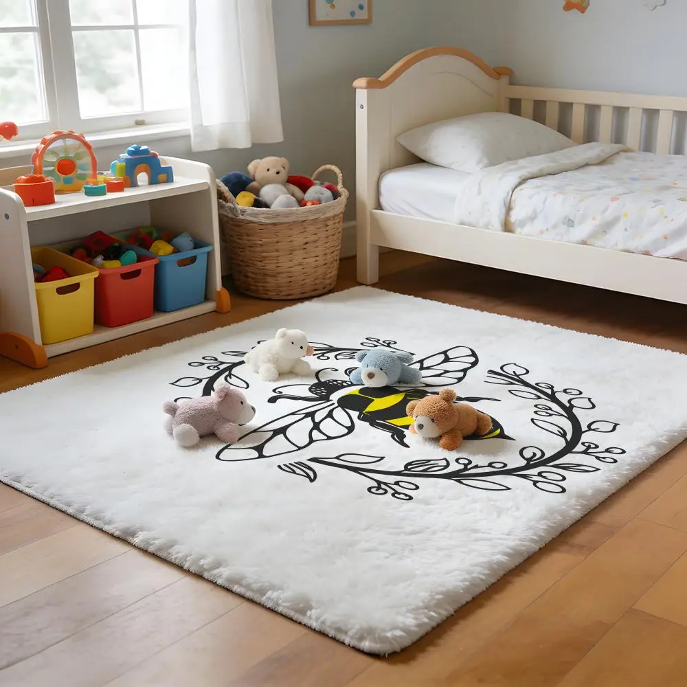 

Floor Mat Soft Flannel Rug Non-Slip Absorbent Mat for Bathroom Bedroom Home Decor Jungle Mysteries Flower Doodles