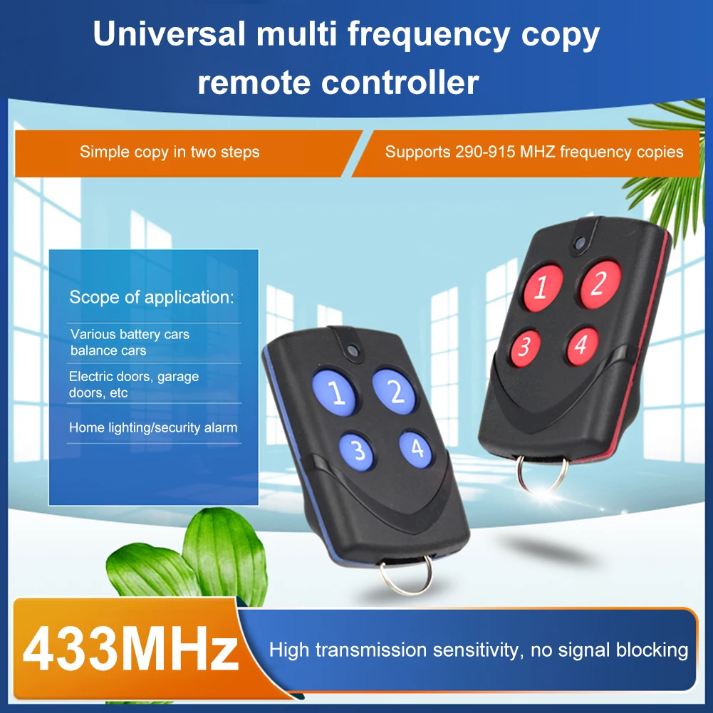 

Copy Remote Controls Automatic Frequency Search Electric Garage Door Remote Control Fixed 433 MHz for Electric Windows And Doors