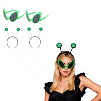 PESENAR Halloween Party Accessories Alien Headband Glasses and Martian Antenna for Party