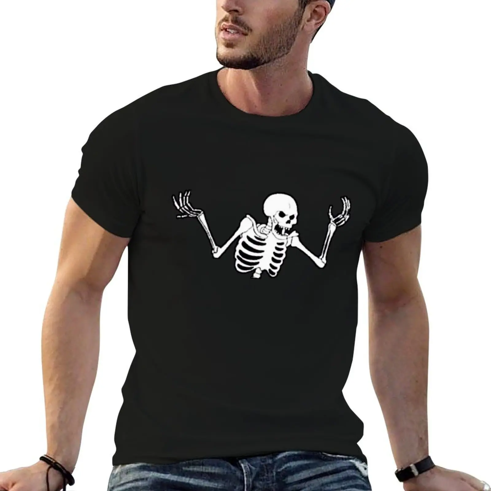 Angry Skeleton Meme T-Shirt t shirts for man graphic vintage cotton t shirts man 100% printed t shirts for man T-shirt
