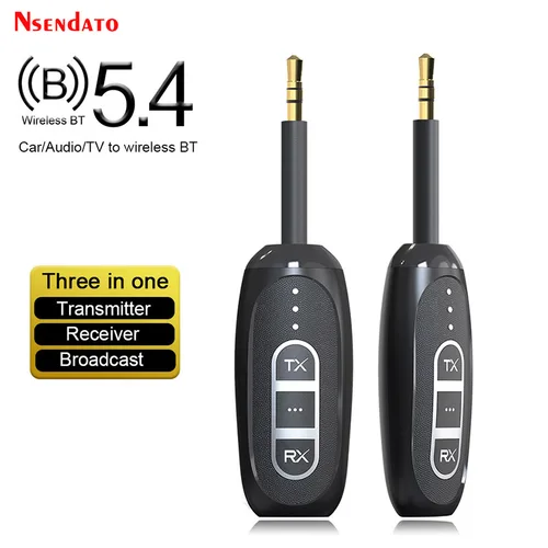 Imagen 1 del producto Adaptador Auracast de Audio y música inalámbrico LE 3 en 1, receptor transmisor Compatible con Bluetooth 5,4 para transmisión de TV, altavoz MP3 para coche