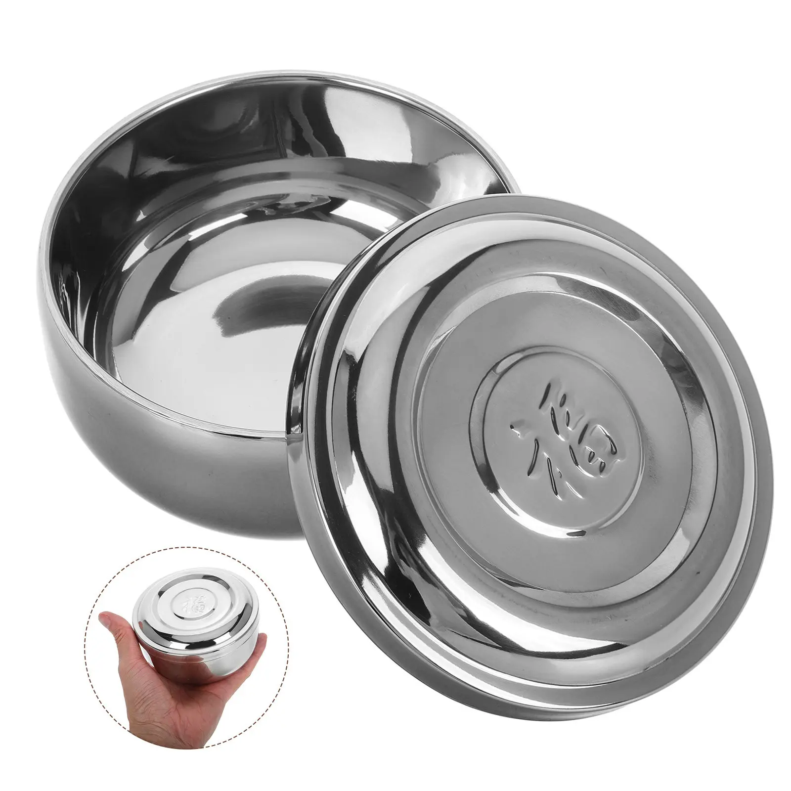 Korean Stainless Steel Rice Bowl Lid Heat Resistant Design Anti-Scald Soup Small Mixing Bowl Korean Dinnerware
