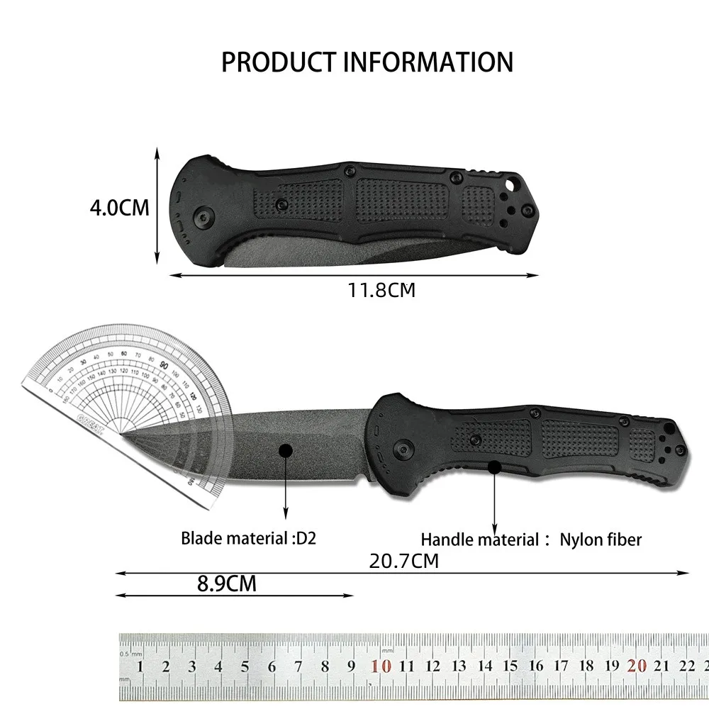 BM 9070 Tactical Folding Knife D2 Blade Nylon Fiber Handle with Pocket Clip EDC Men\'s Outdoor Hiking Hunting Camping Tool