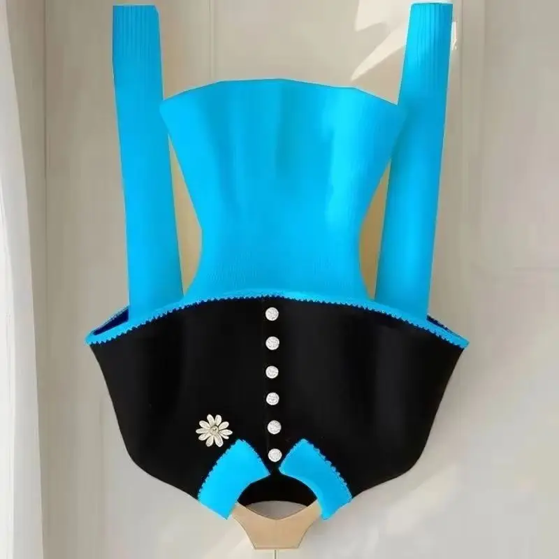 

Новый осенне-зимний высококачественный модный вязаный свитер, женский контрастный плащ с длинными рукавами, пуловер, женский вязаный свитер