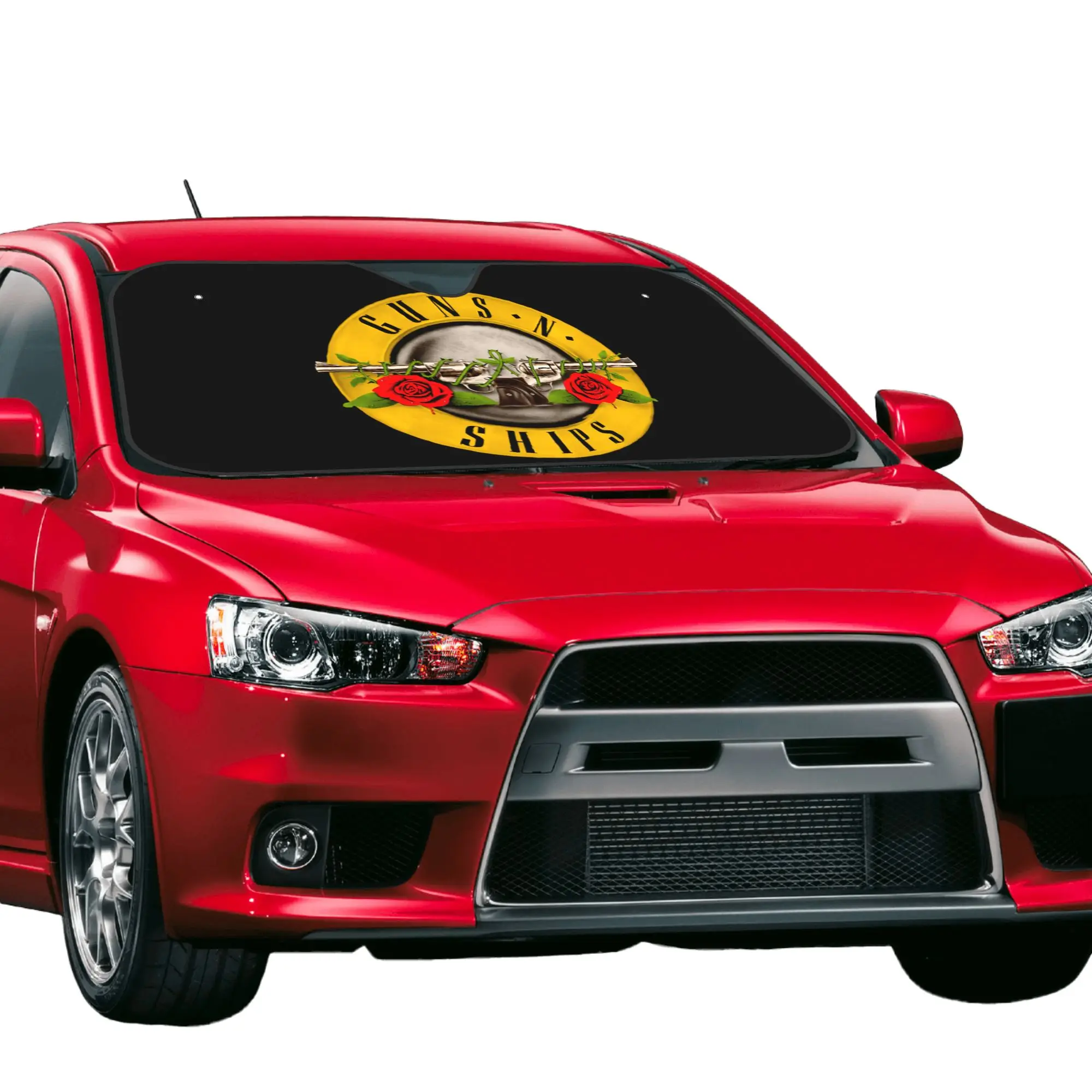 Windshield Sun Shade Car Guns N Rose Skull Heads Band Solar Reflector Protector Visor Screen Cover Vehicle Windscreen