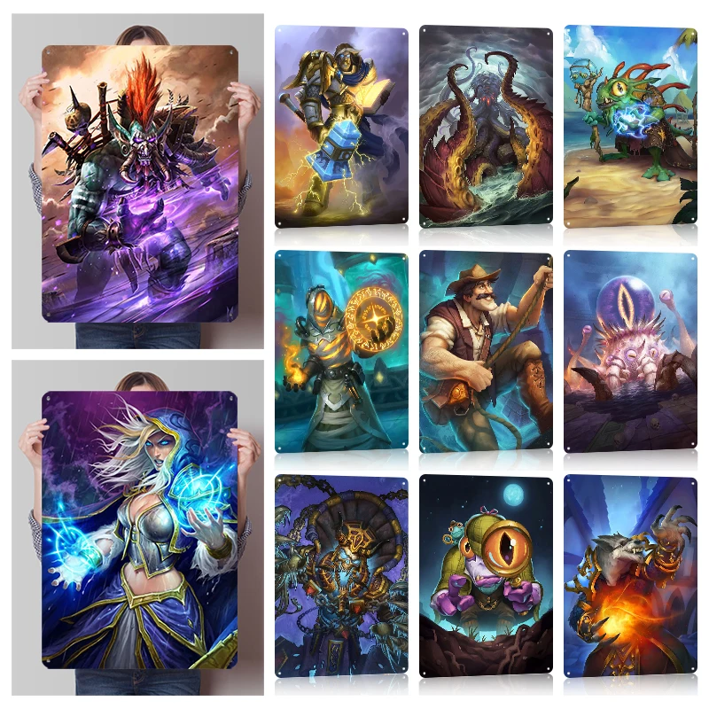 Hearthstone Printed Posters Customizable Wall Art Vintage Retro Metal Tin Sign for Man Cave Gamer Setup Decoration Room Interior