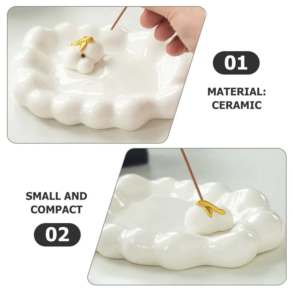 

1Set Ceramic Incense Stick Holder Tray Incense Burner for Home Office Yoga Room Desktop Ornament Censer Ornament