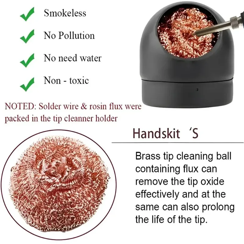Soldering Iron Tip Cleaner Desoldering Cleaning Ball Welding Soldering Iron Mesh Filter Metal Wire Stand Steel Ball Tin Remover image 4