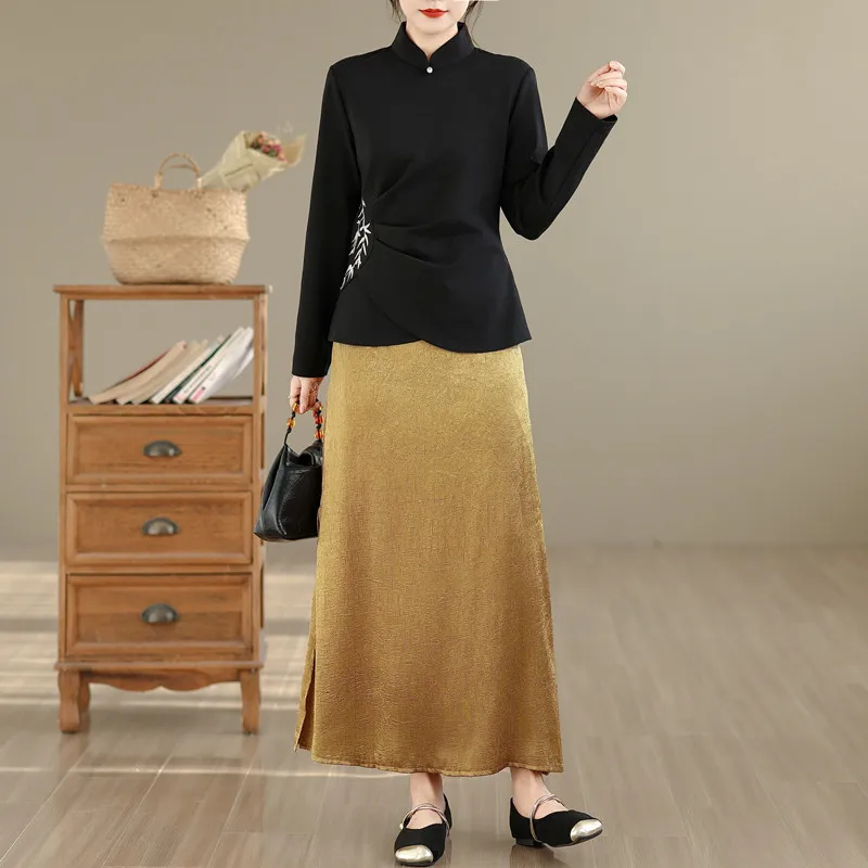 YZJNH 2026 Autumn New Denim Dress Women's Korean Edition Retro Collar Long Sleeve Dress Loose Casual Washed Denim Dress Women