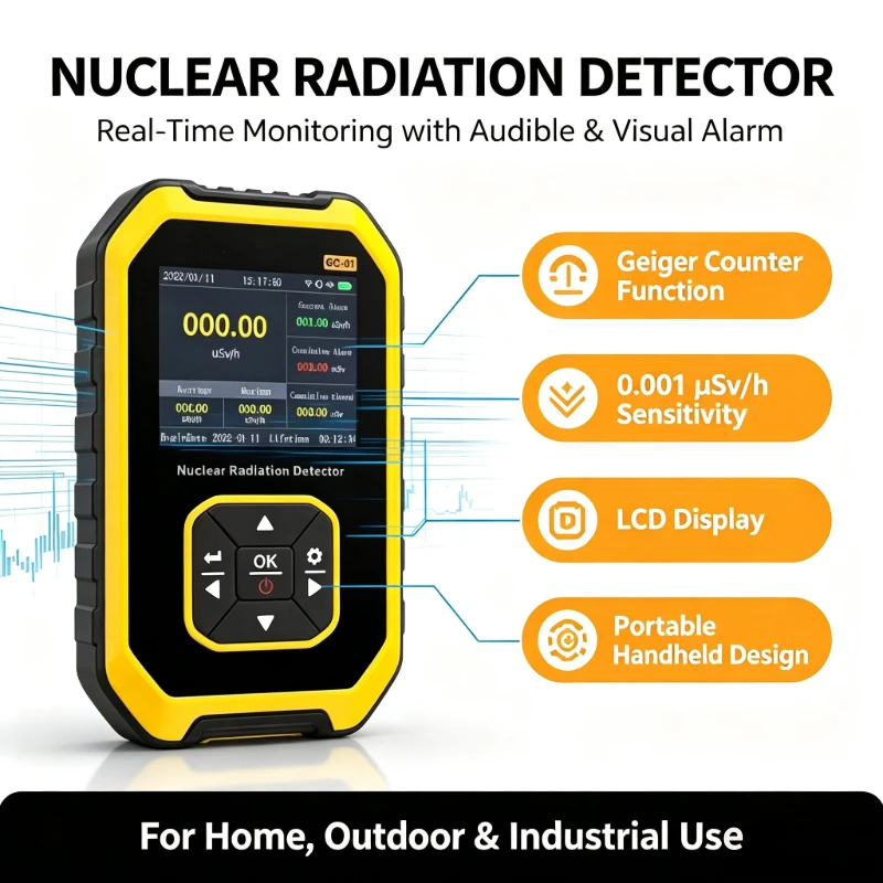 Digital Geiger Counter Test Meter for Real-Time Monitoring Β Γ X-Ray Radioactive Detection Instrument