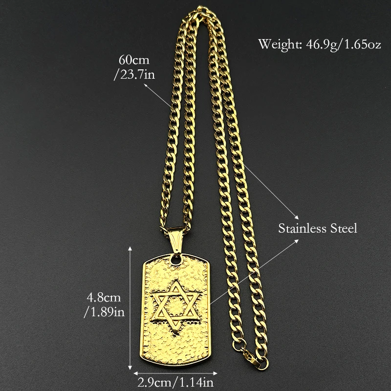 العبرية نجمة داود الكلب علامة قلادة قلادة للنساء الرجال الفولاذ المقاوم للصدأ الذهب والفضة اللون اليهودية الهيب هوب سلسلة مجوهرات هدية