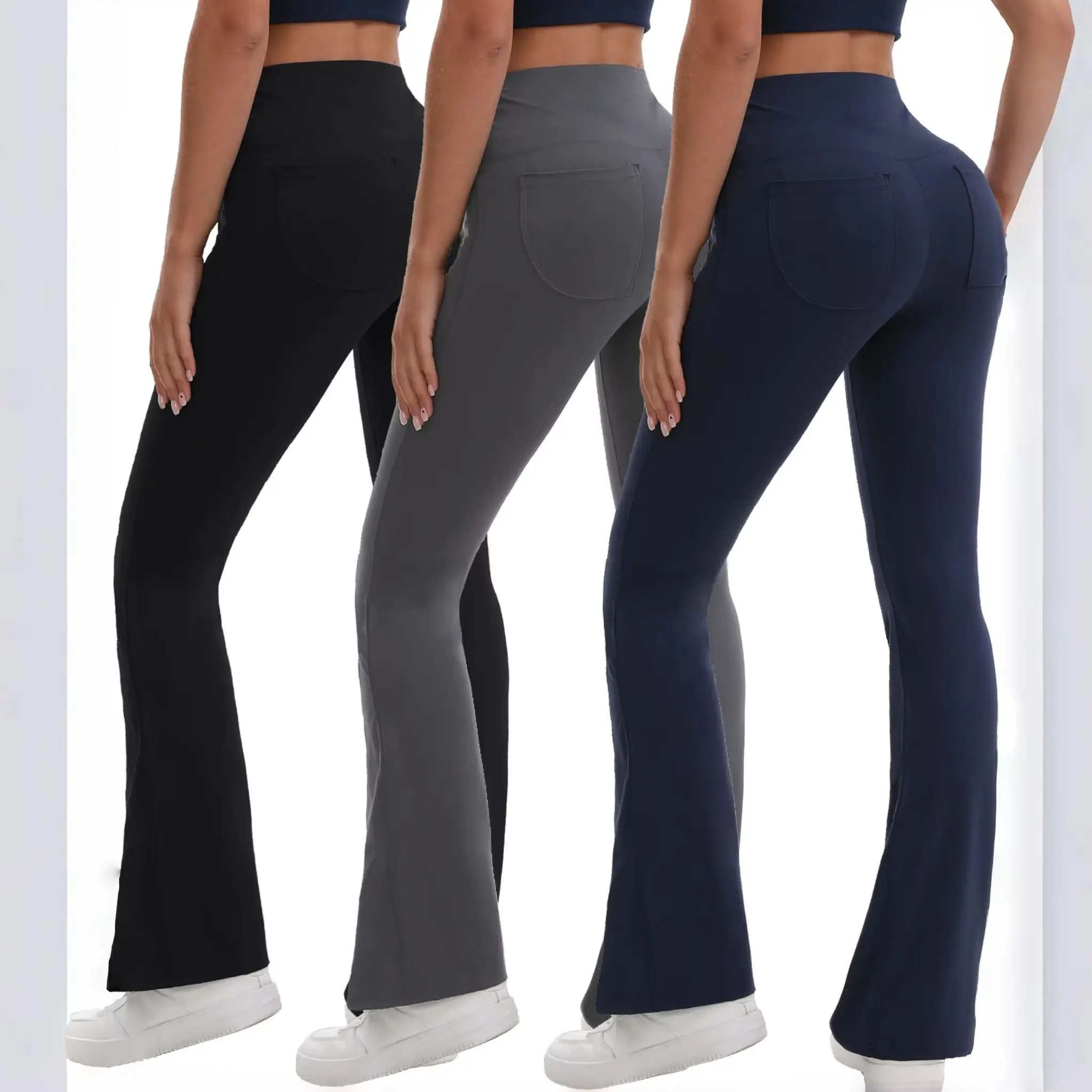 Women High Waist Flare Yoga Pants, Tummy Control Butt Lifting 4 Way Stretch Bootcut Leggings for Workout Gym Casual