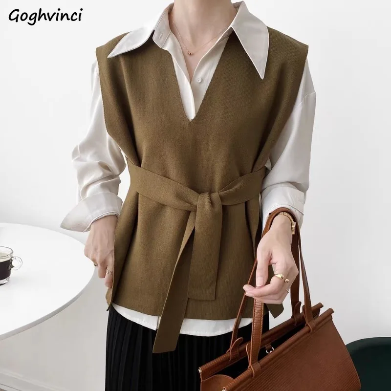 

5 Colors Sweater Vest Women Loose V-neck Streetwear Spring All-match Korean Style Fashion Office Ladies Simple Daily Casual New