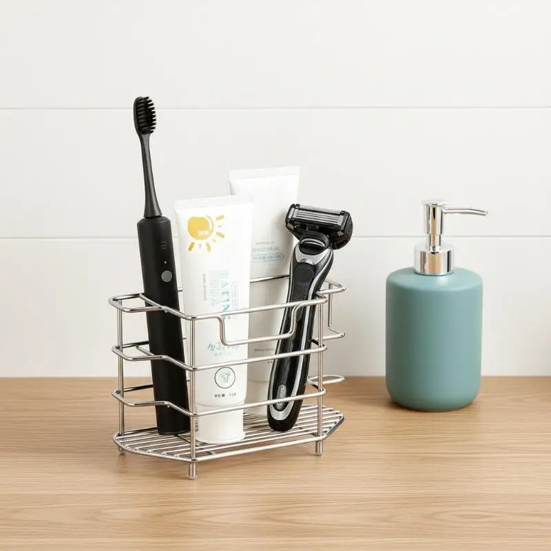 new 201 Stainless Steel Electric Toothbrush Holder Household Bathroom Toilet Storage Rack For Toothpaste And Razor