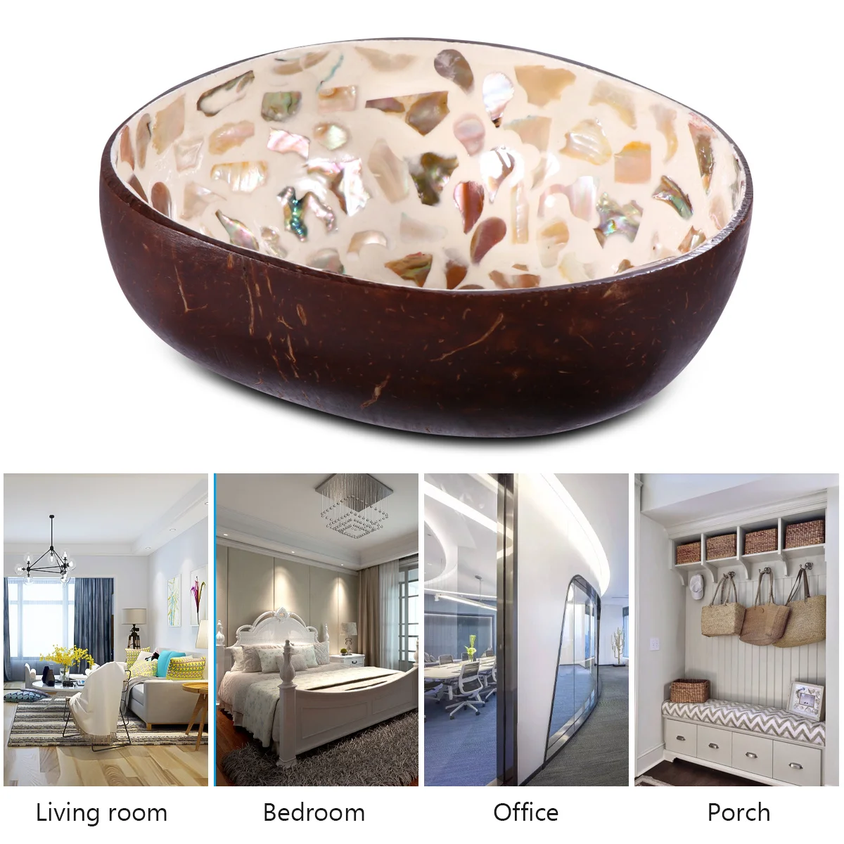 1 قطعة وعاء قشرة جوز الهند وعاء تخزين مستدام طبيعي للحلوى والمكسرات والفواكه طبق مزخرف لتزيين استوديو الصور في الفندق #2