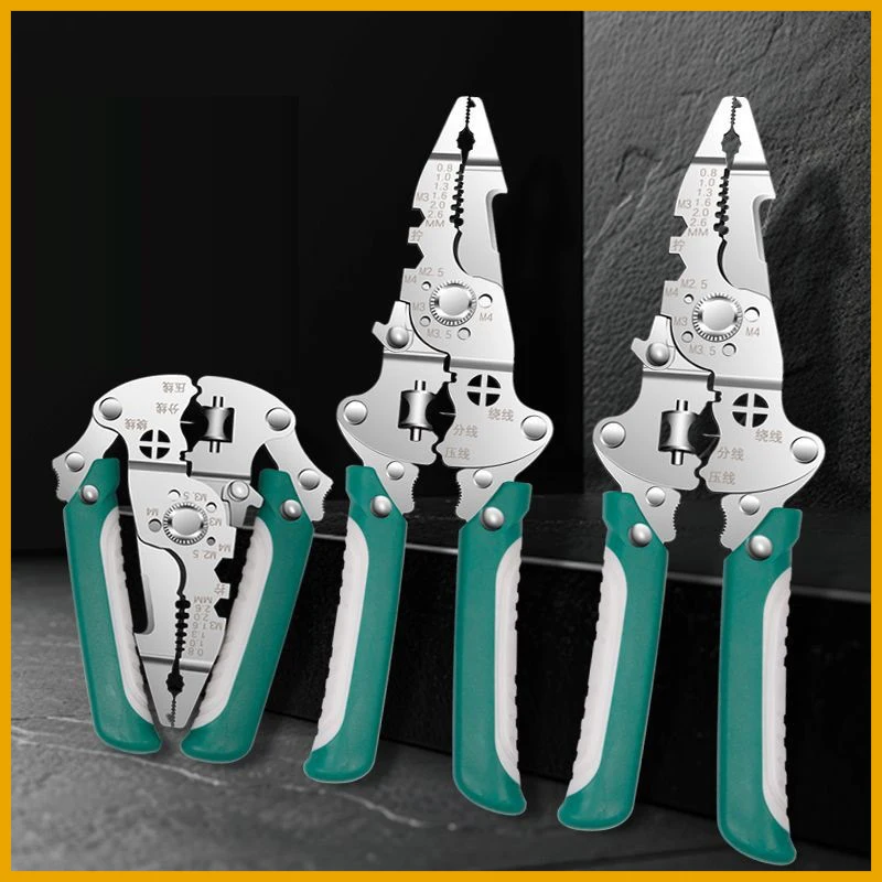 Multi-Function Foldable Network cable rj45 Wire Stripper,Electrician Wire Splitter Wire Winding Pliers Crimping Pliers Hand Tool