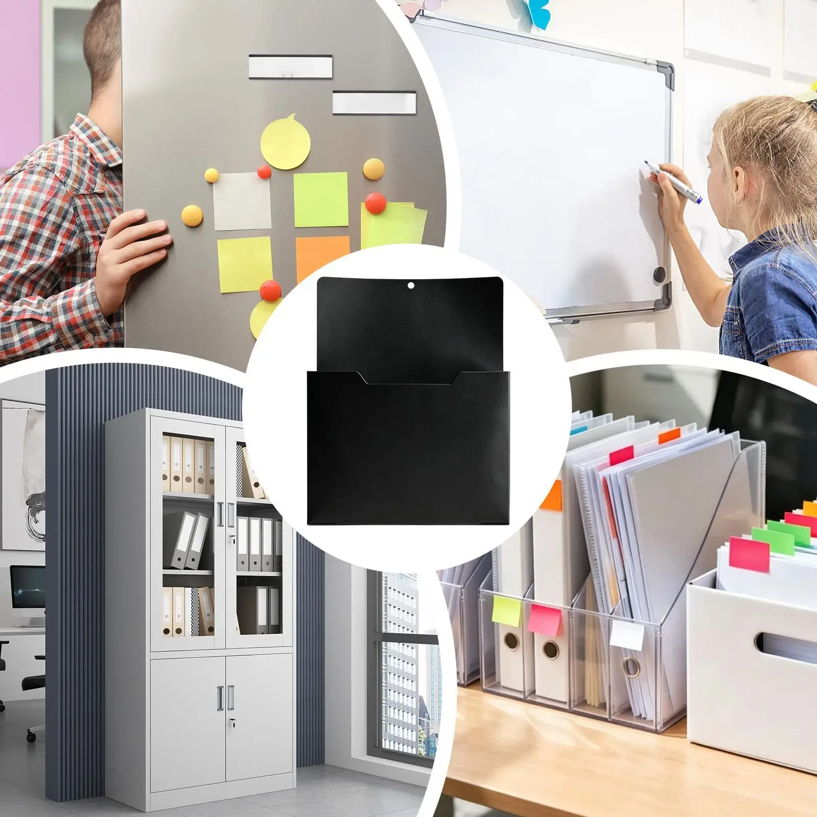 Magnetic File Holder Space-Saving A4 Bright Color Vertical Organizer Fridge Magnetic Folders For Home Classroom Warehouse