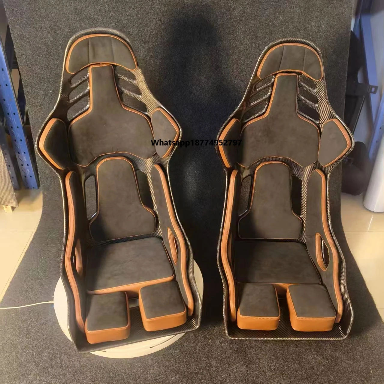 For Recaro CF Racing Bucket Seat Carbon Fiber Custom Design Universal Fit for  Mustang All Generations
