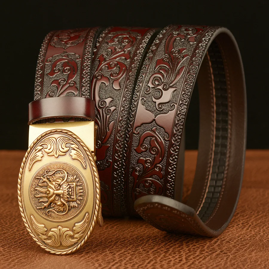 

High Quality Men’s Dragon Design Alloy Buckle Split Leather Belt,Fashion Emboss Cow Leather Belt,Jeans&Casual Pants Must;