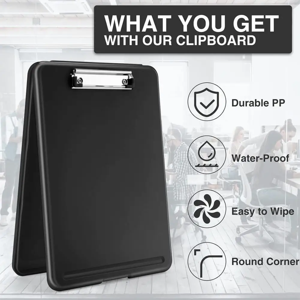 Plastic Storage Clipboard, Letter Size Slimcase Folder with Pen Holder, 200 Sheet Capacity, Durable Document Case for Office 90