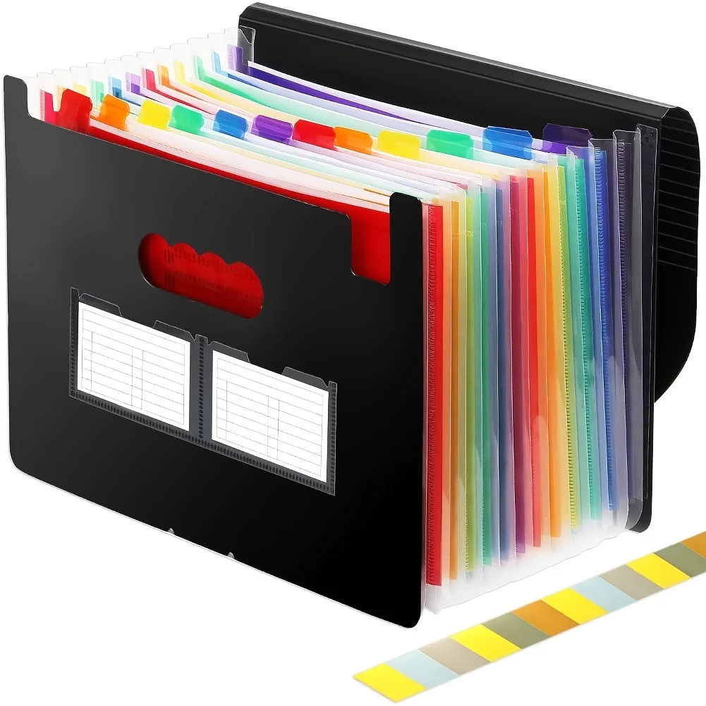 

Расширяющаяся папка для файлов, 13/24 карманный аккордеон формата A4, портативный органайзер для документов с цветными вкладками, для студентов