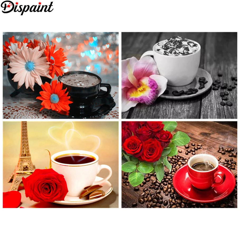 

Dispaint Full Square/Round Drill 5D DIY Diamond Painting "Coffee landscape" 3D Embroidery Cross Stitch 5D Home Decor Gift
