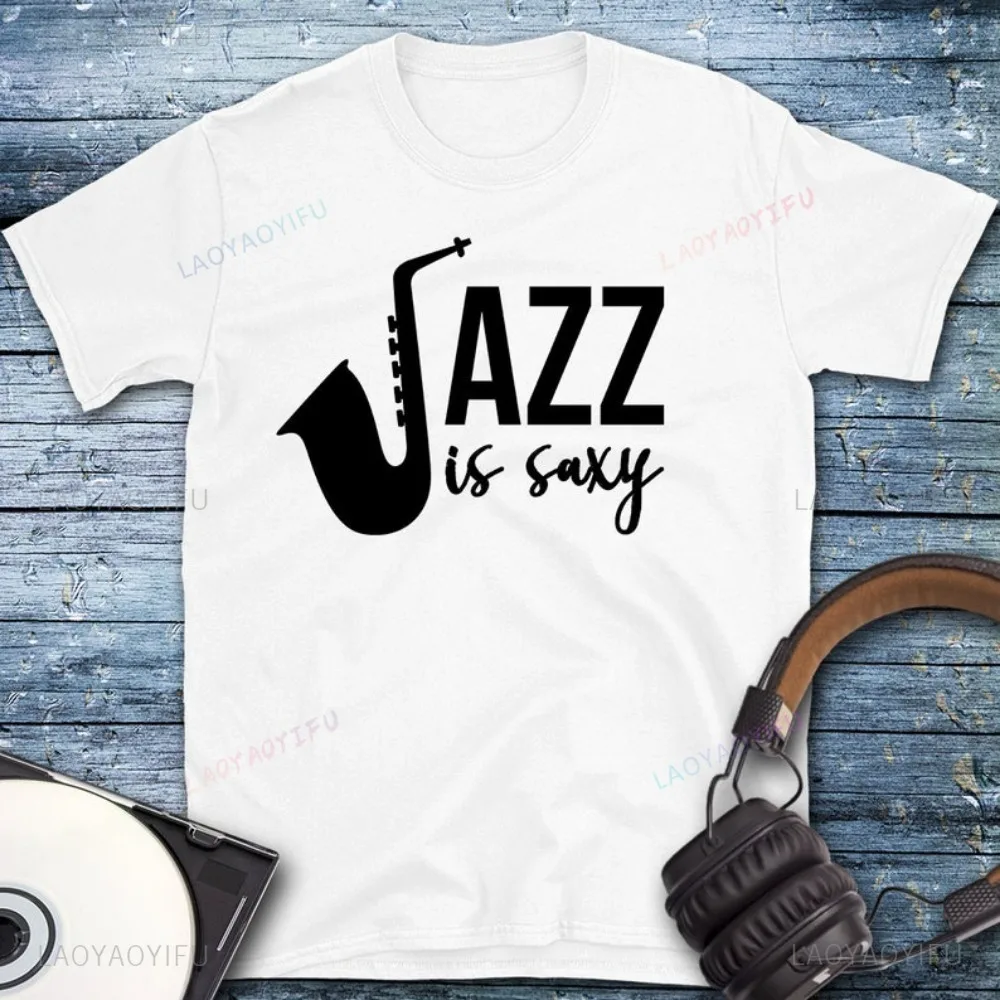 Jazz Shirt Saxophone Retro Classic Saxophonist Jazz Music T Shirts Graphic Streetwear Short Sleeve Gifts Summer Style Tshirt Men