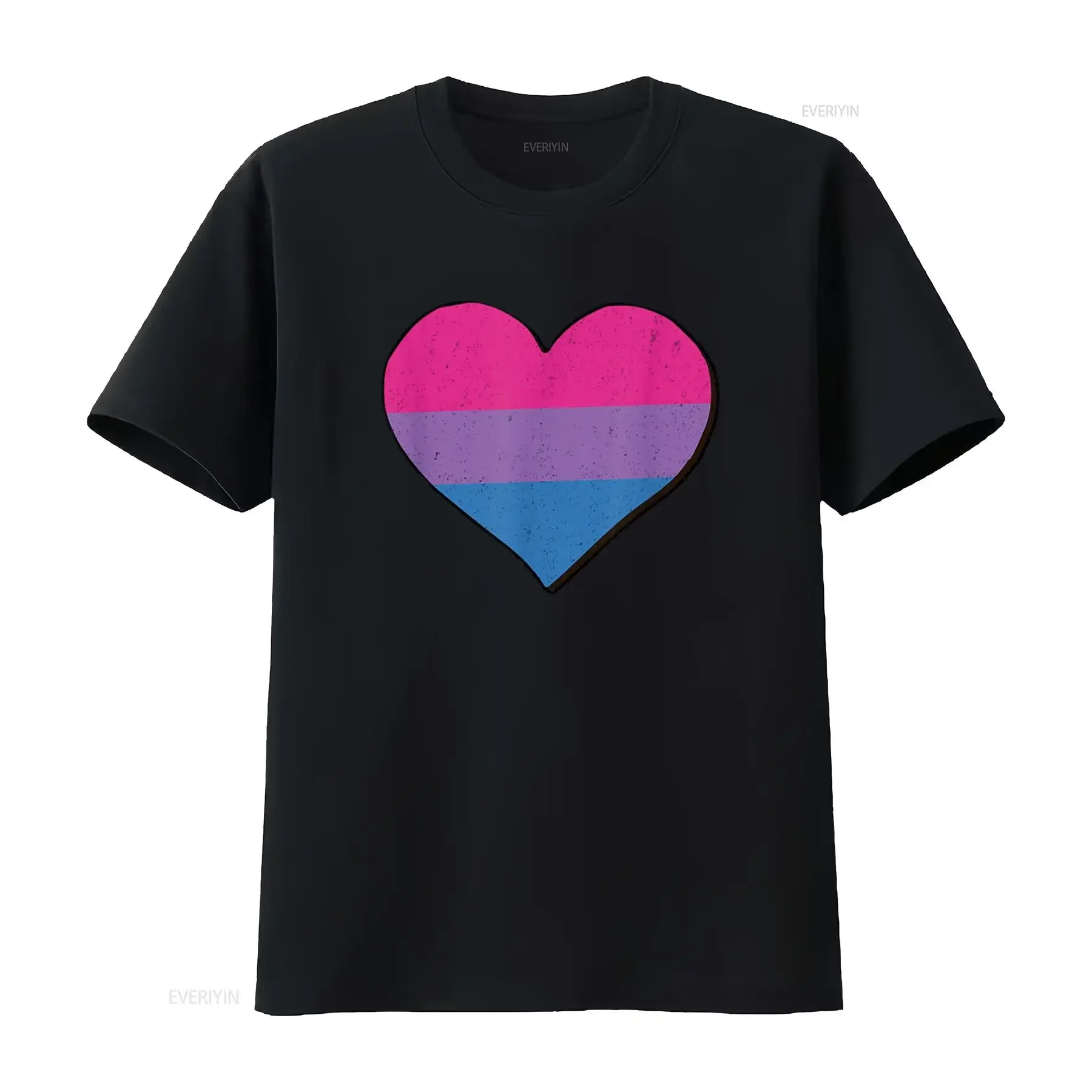 Bisexual Pride Flag Heart Bi T Shirt vintage Washed Unisex Versatile streetwear Breathable designer clothes Stylish