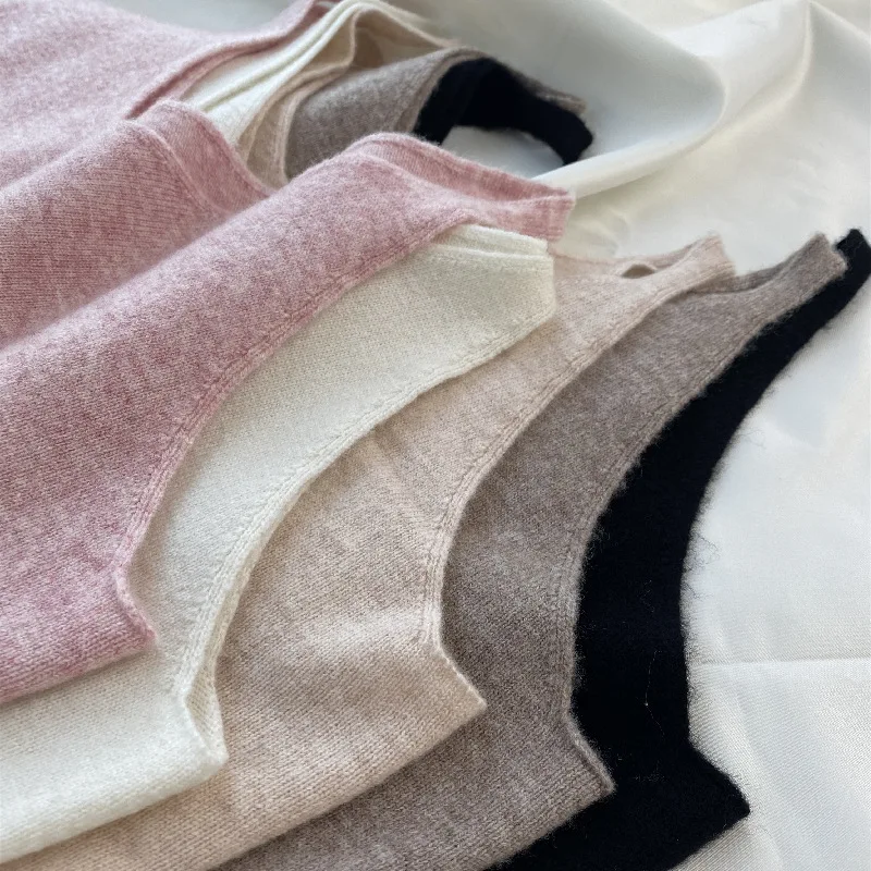 Women's wool knitted camisole with sweater underneath